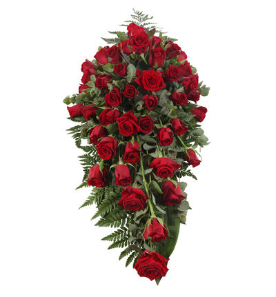 Båredekorasjon med røde roser L
